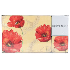 Cloverleaf Placemats Coasters Poppy