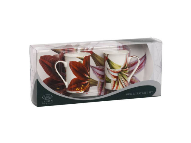 Jason Amaryllis Bone China Mugs Sandwich Tray